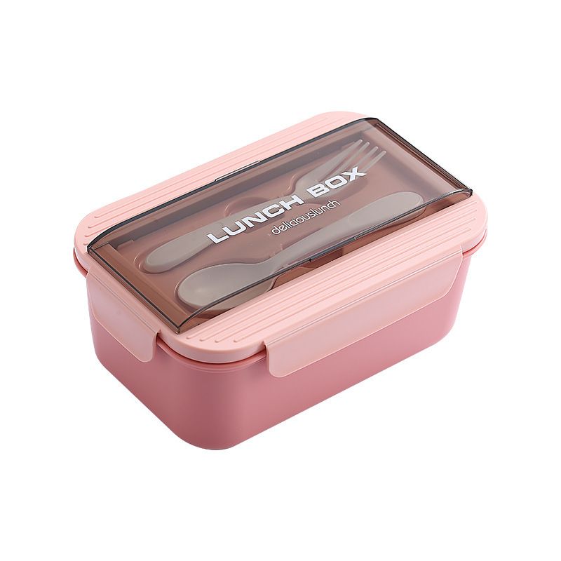Office Worker Single/Double Layer Plastic Compartment Lunch Box Student 304 Stainless Steel Lunch Bento Box with Spoon and Fork