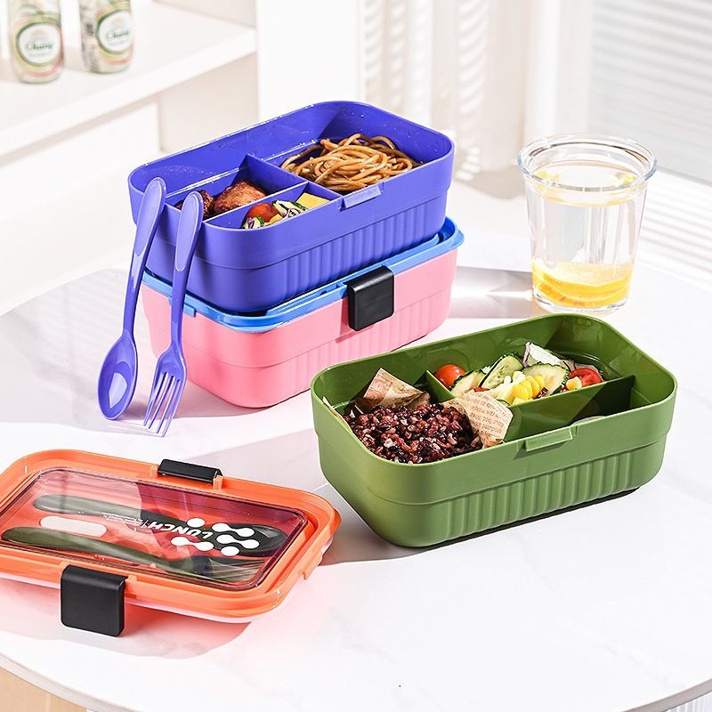 Student Minimalist Compartment Rectangular Plastic PP Lunch Box Snack Food Container Office Worker Lunch Bento Box