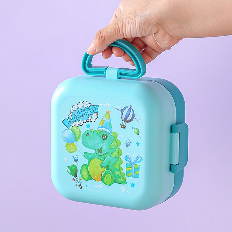 Cartoon Square Double-Layer Student Lunch Box Outdoor Portable Light Food Container Office Worker Lunch Bento Box