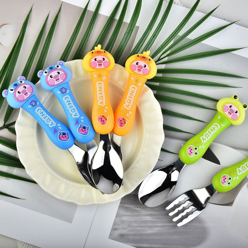 Cartoon Kids 304 Stainless Steel Tableware Set 2-Piece Set Gift Portable Student Spoon and Fork Set