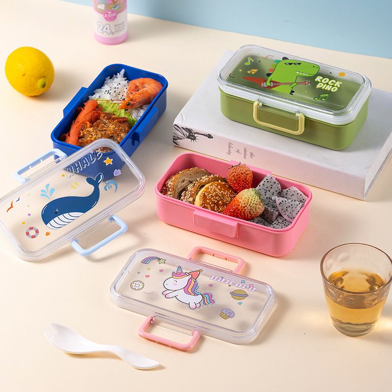 Fiambrera Bento de Plástico al por Mayor, Recipiente Apilable para Alimentos