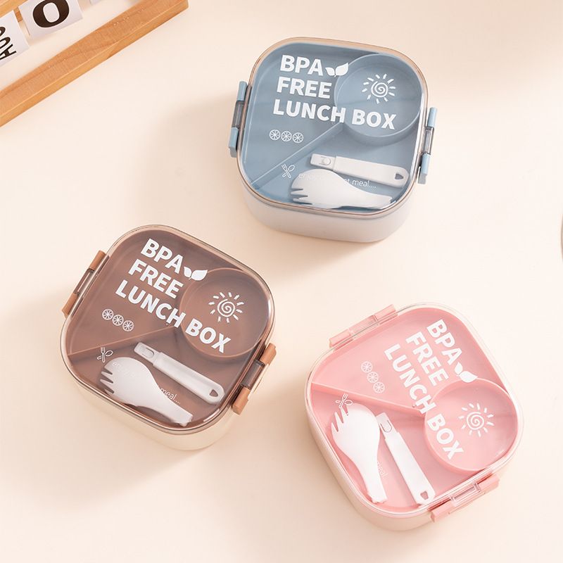Caja de almuerzo bento de plástico al por mayor, para la escuela y la oficina, minimalista