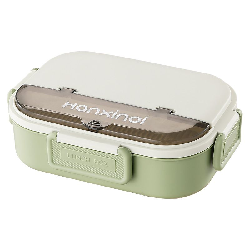 Minimalist Student 304 Stainless Steel Compartment Lunch Box with Spoon and Fork Office Worker Lunch Bento Box Cafeteria Takeout Food Container