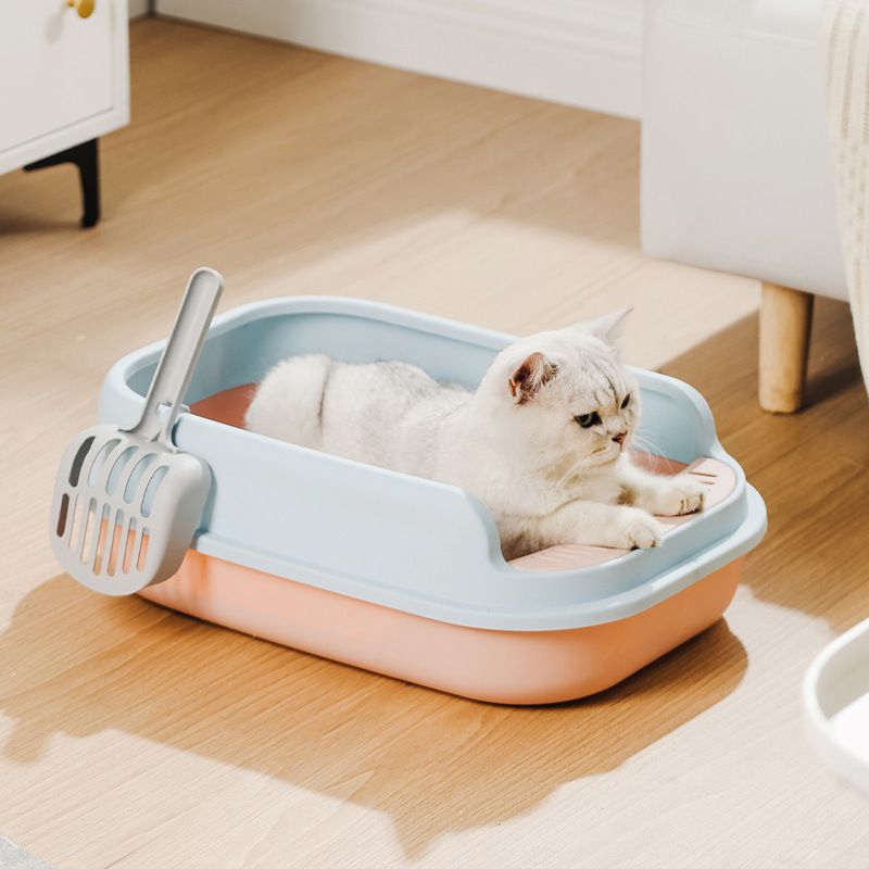 Semi-Covered Large Cat Litter Box Thickened Anti-Splash Cat Toilet Cat Litter Pet Supplies Wholesale Cat Litter Box with Scoop