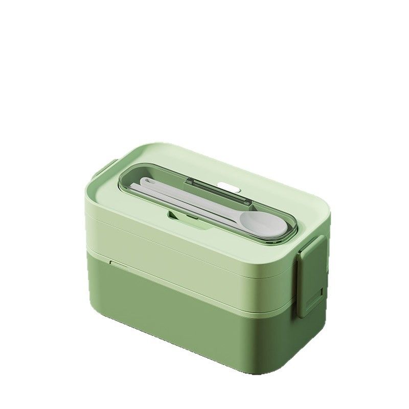Student Fresh Japanese Style Double-Layer Lunch Box Office Worker Microwave Safe Bento Box Large Capacity Takeout Food Container