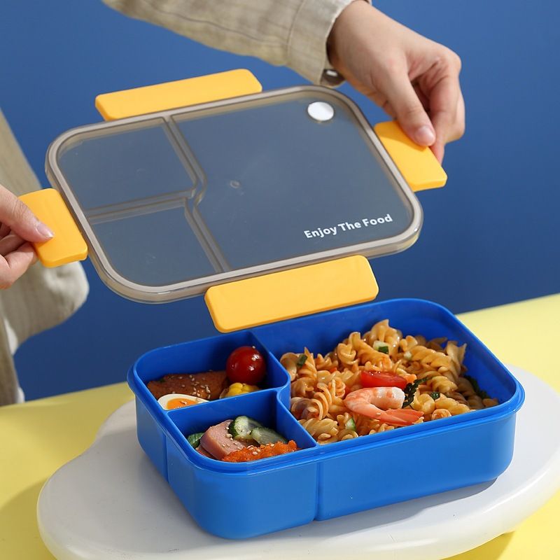Office Worker Japanese Style Stylish Compartment Plastic Lunch Box Bento Box Microwave Safe Student Compartment Lunch Box