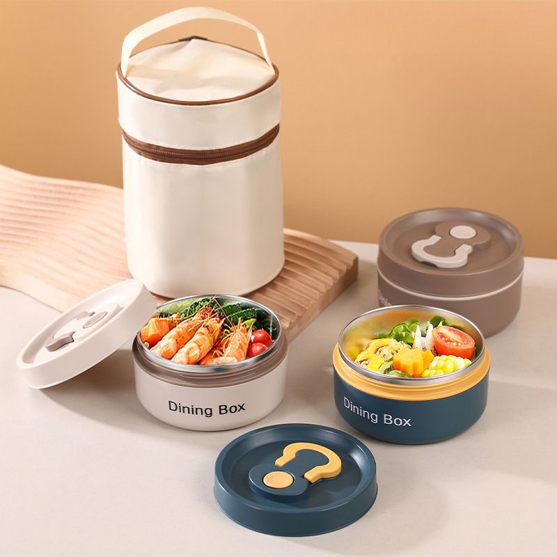 Minimalist Student 304 Stainless Steel Multi-Layer Lunch Box Office Worker Lunch Bento Box Portable Cafeteria Takeout Food Container