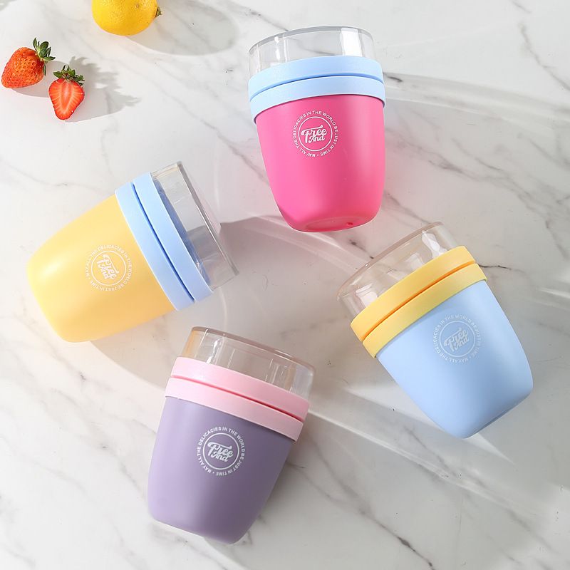 Stylish Student Portable Breakfast Cup Milk Cup Girls Travel Picnic Salad Cup with Lid