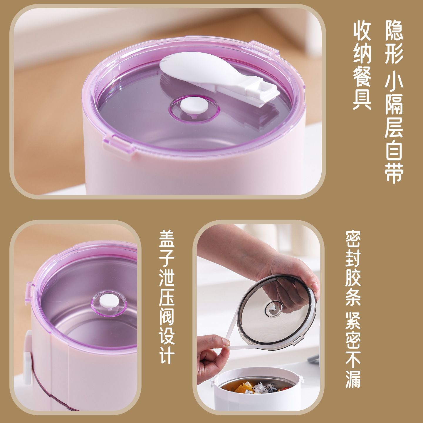 Minimalist Student Multi-Layer 304 Stainless Steel Lunch Box Large Capacity Office Worker Round Bucket Lunch Bento Box Food Container