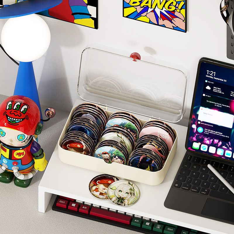 Dopamine Storage Box Student Dorm Desktop Cosmetics Perler Beads Organizer Box with Lid Stationery Flip-Top Organizer Box