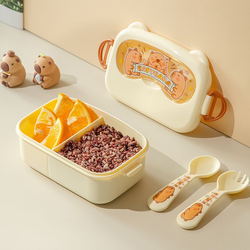 Creative Student Capybara Compartment Lunch Box Office Worker Cute Lunch Bento Box Portable Food Container