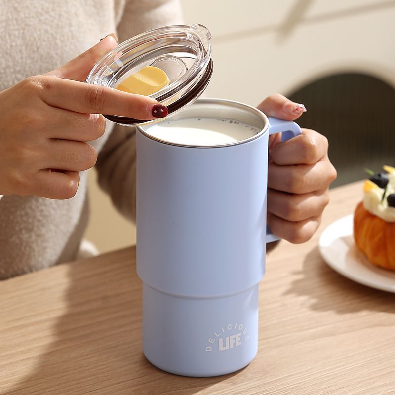 Stylish Light Luxury Office Worker Large Capacity 304 Stainless Steel Mug Student Milk Tea Cup with Lid