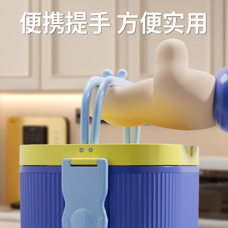 Kids Picnic Camping Portable Double-Layer Lunch Box with Handle Student Small Square Buckle Lunch Bento Box Fork