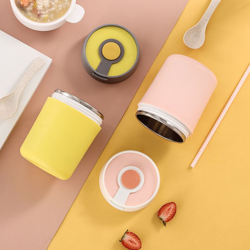Student 304 Stainless Steel Cereal Cup Office Worker Soup Cup and Porridge Jar Bento Gift with Cutlery Wholesale