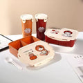 Cartoon Cute Cat Student Compartment Lunch Box and Water Cup Set Office Worker Lunch Bento Box Microwave Safe Food Container