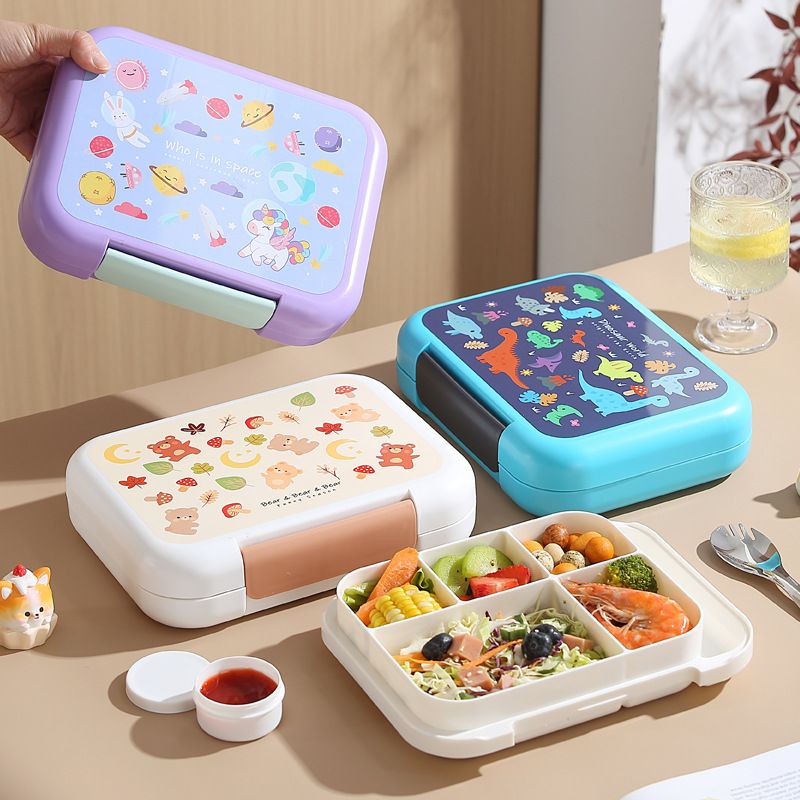 Caja de almuerzo bento con compartimentos de acero inoxidable 304 + PP + AS + silicona al por mayor