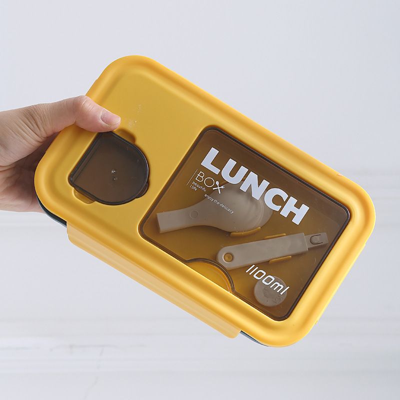 Minimalist Japanese Style Student Compartment Plastic Lunch Box Sauce Box Office Worker Lunch Bento Box Microwave Safe Heating