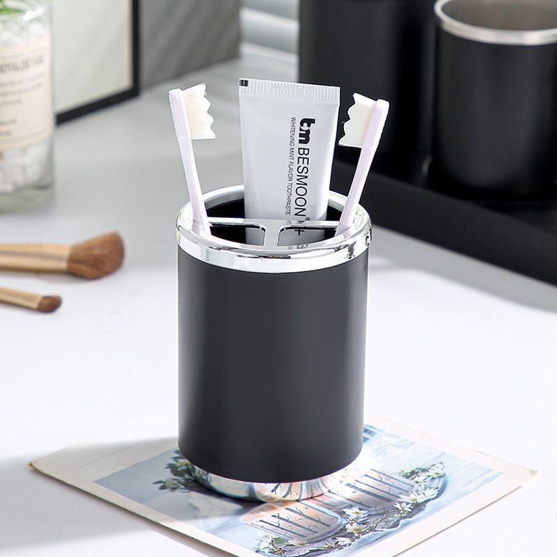 Minimalist 304 Stainless Steel Couple Mouthwash Cup with Handle Bathroom Black and White Tumbler Cup