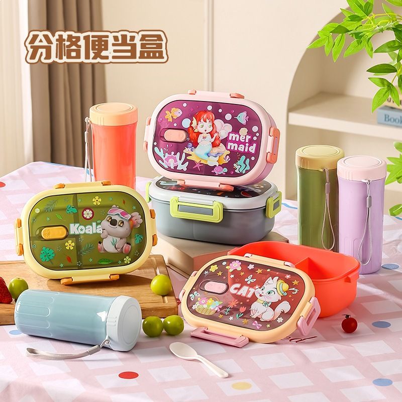 Student Minimalist Compartment Plastic Lunch Box Microwave Safe Portable 304 Stainless Steel Lunch Bento Box