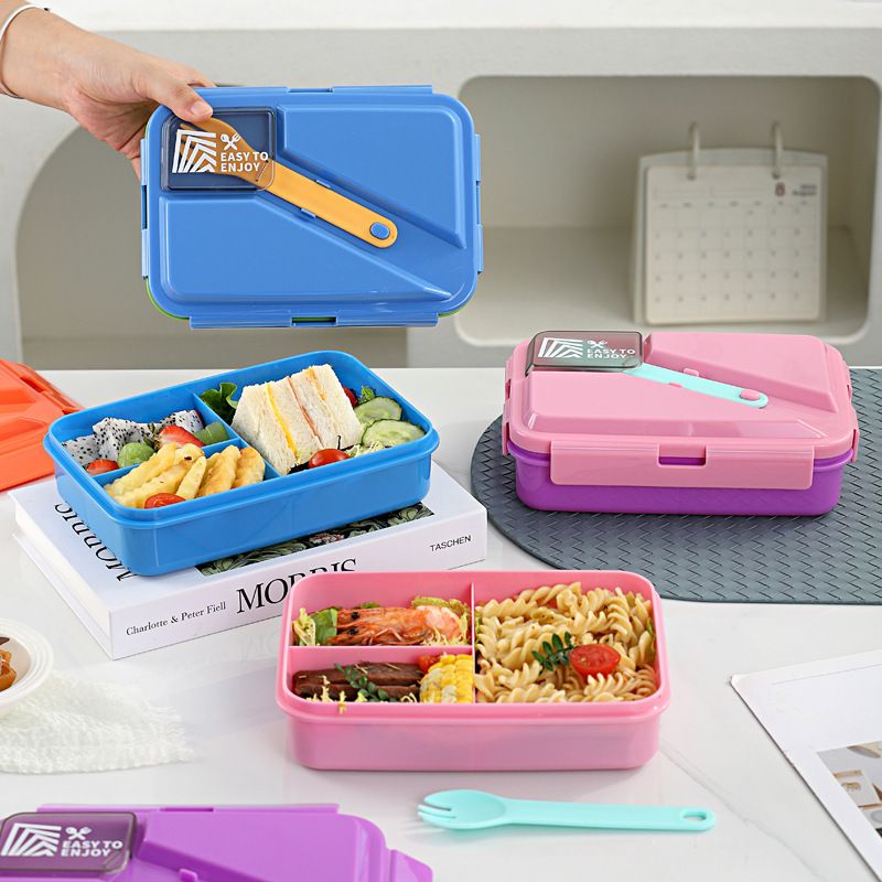 Bento de silicona PP+AS al por mayor, fiambrera portátil estilo japonés para preparación de comidas