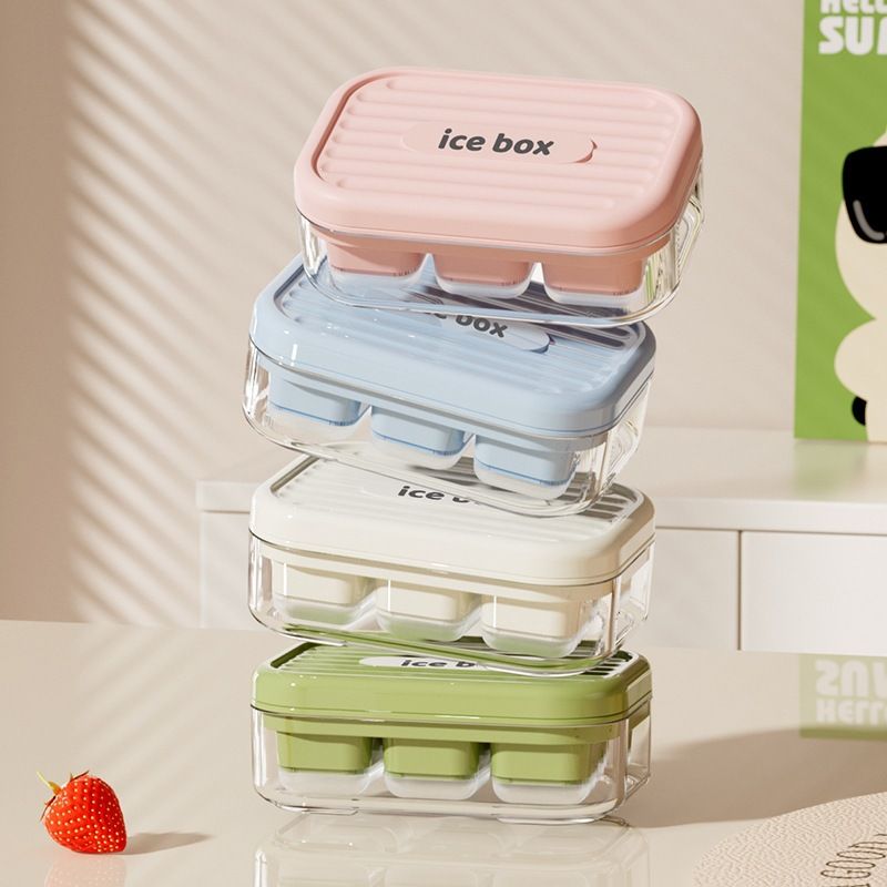 Household Kids diy Ice Tray Silicone Ice Maker Box Large Capacity with Lid Ice Storage Box Trending Ice Cube Mold