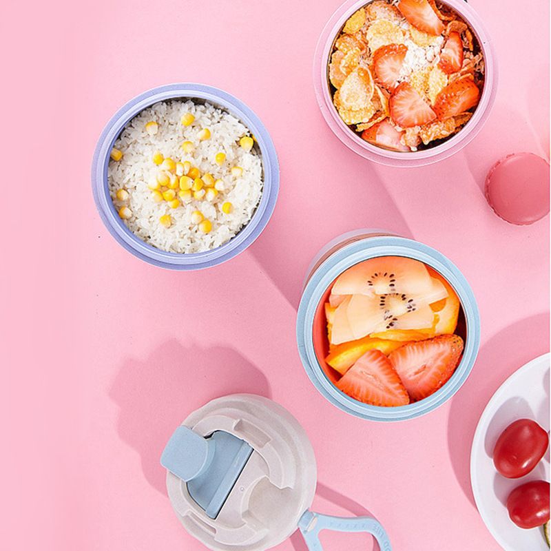Creative Bamboo Fiber Double-Layer Water Cup Office Worker Sealed Heat Insulation Soup Cup Breakfast Cup Microwave Safe Custom Logo Print Gift