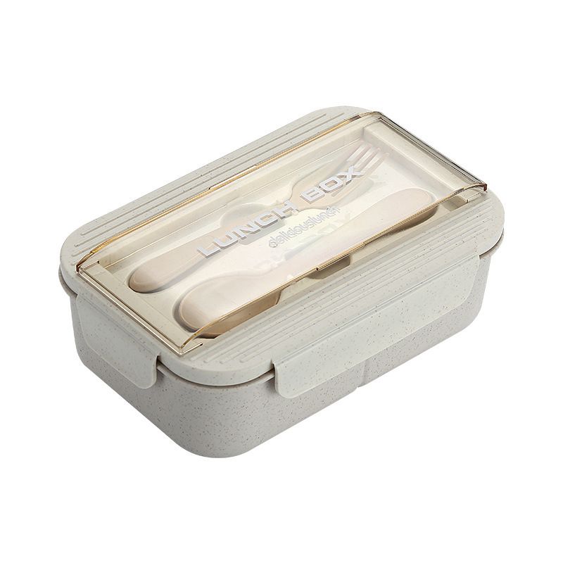 Student Japanese Style Wheat Straw Compartment Lunch Box with Spoon and Fork Water Cup Set Travel Portable Lunch Bento Box Gift
