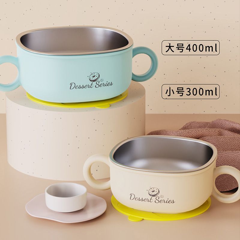 Cute and Fun Kids Baby Baby Food Bowl 316 Stainless Steel Infant Double-Layer Study Eating Bowl with Handle Feeding Tableware