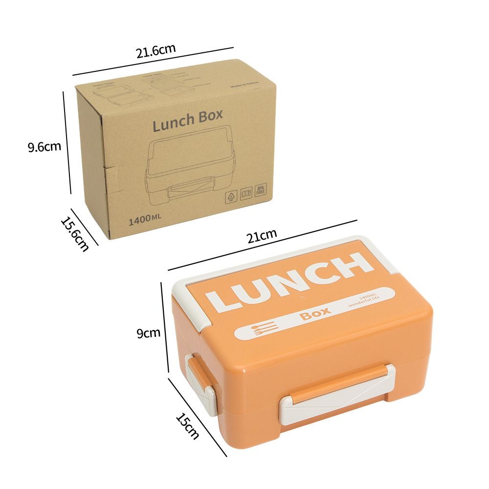 Student Minimalist Compartment Double-Layer Plastic Lunch Box Microwave Safe Portable Outdoor Picnic Food Container