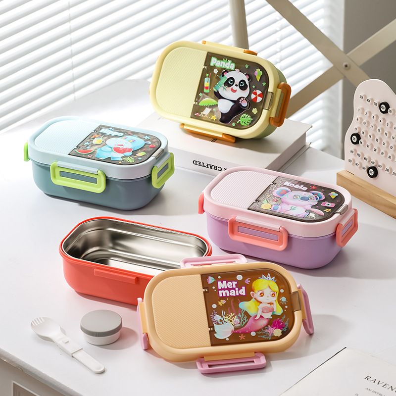 Student Cartoon 304 Stainless Steel Compartment Lunch Box Kids Portable Light Food Container Lunch Bento Box