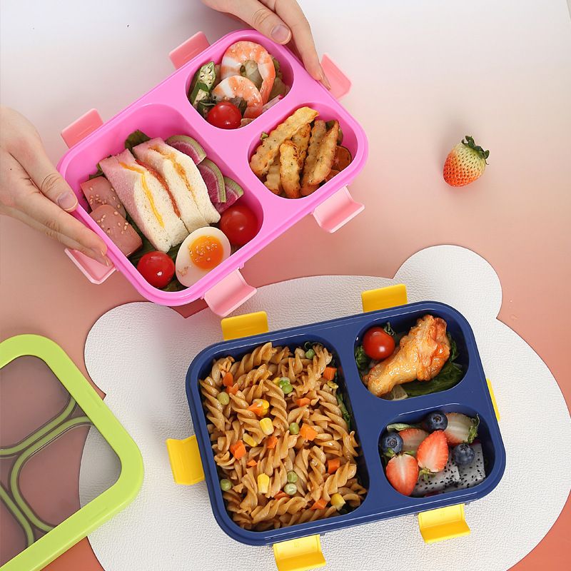 Minimalist Buckle Compartment Student PP Lunch Box Microwave Safe Office Worker Lunch Bento Box with Lid Tableware