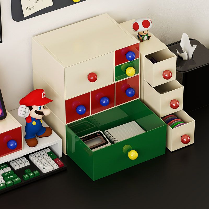 Desktop Dopamine Perler Beads Drawer Storage Box Office Stackable Organizer Box Dorm Combination Organizer Box