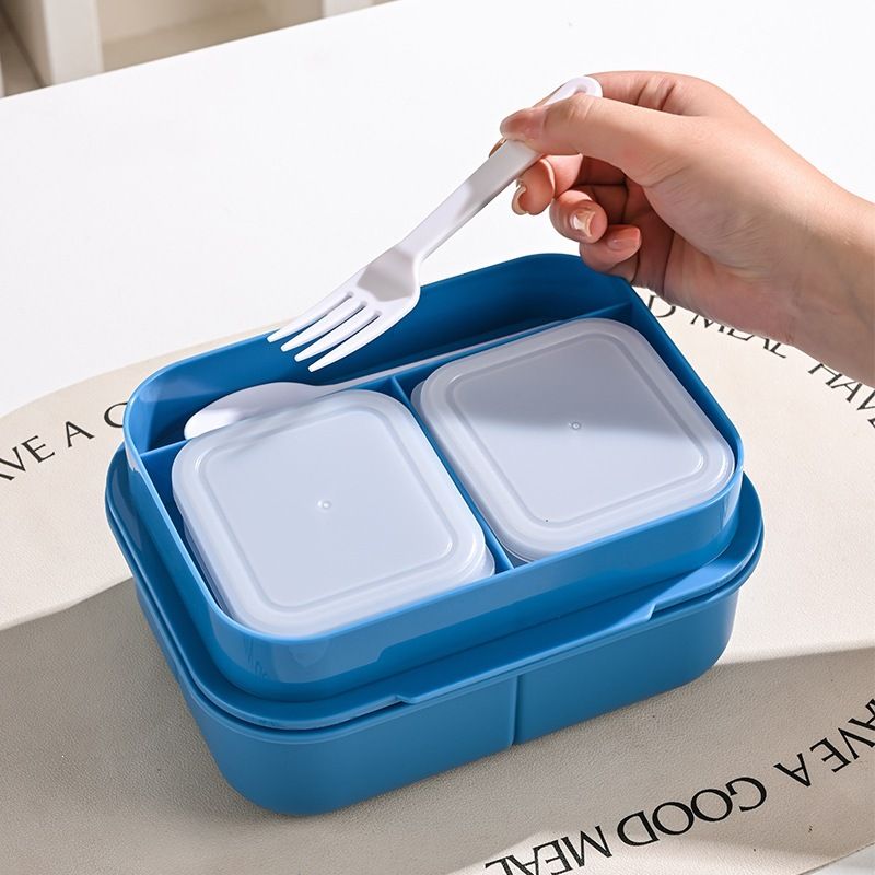 Cartoon Compartment Lunch Box Microwave Safe Office Worker Student Bento Box with Cutlery Portable Lunch Box