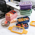 Cartoon Japanese Style Student Compartment Double-Layer Lunch Box Microwave Safe Kids Bento Box Dining Plate Picnic Dessert