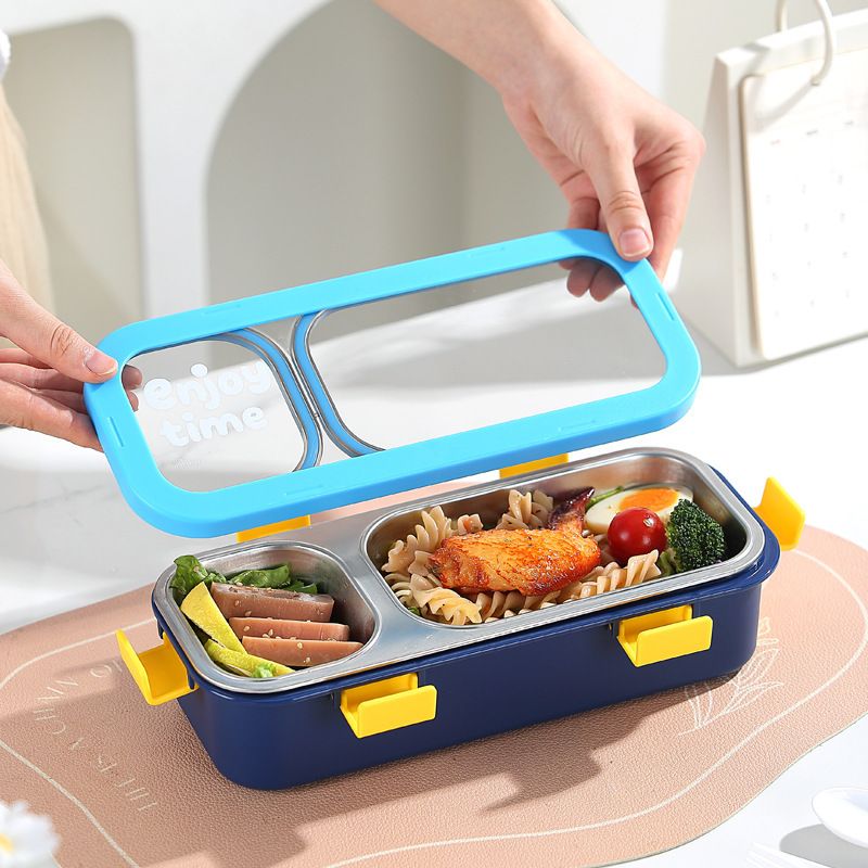 Fiambrera Bento de acero inoxidable 304 al por mayor, para niños y estudiantes, con compartimentos