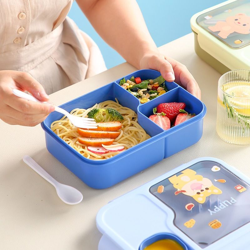 Cartoon Cute Student Lunch Box Compartment Large Capacity Sauce Box Tableware Meal Prep Lunch Box Microwave Safe