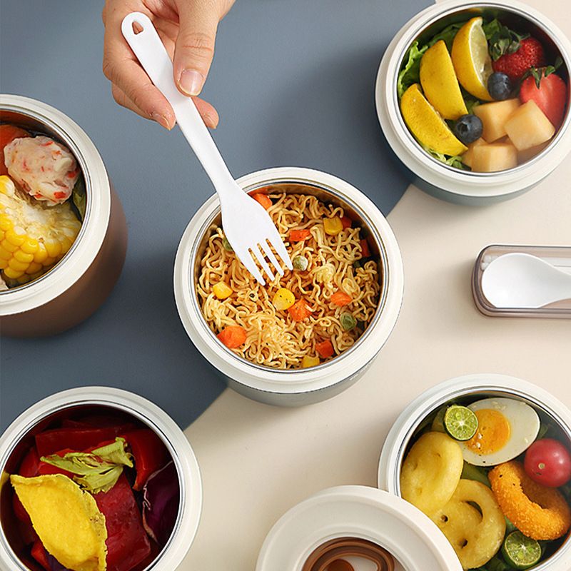 Minimalist Office Worker Portable 304 Stainless Steel Round Small Lunch Box Student Porridge Jar Soup Cup Lunch Box