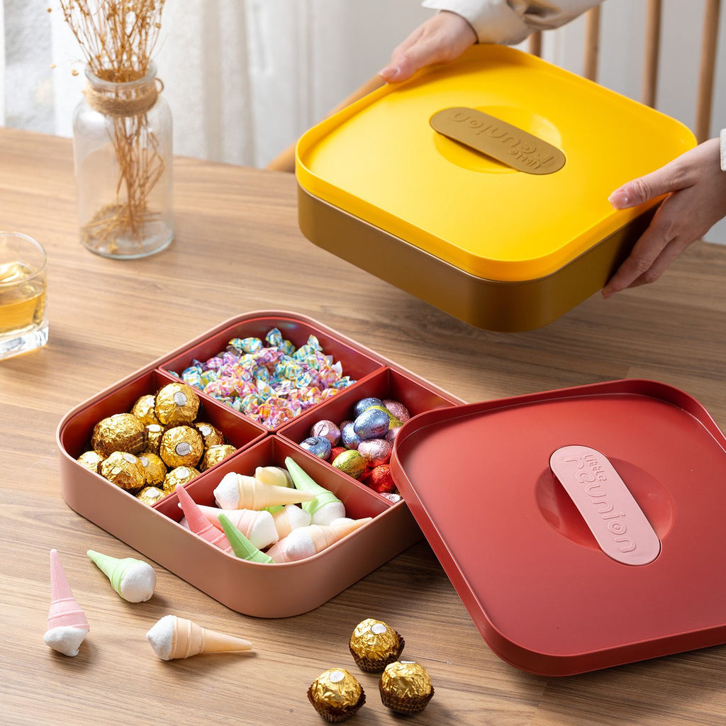 Minimalist Household Square New Year Compartment Candy Box Wedding Candy Box Snacks and Nuts Walnuts Sunflower Seeds Storage Box