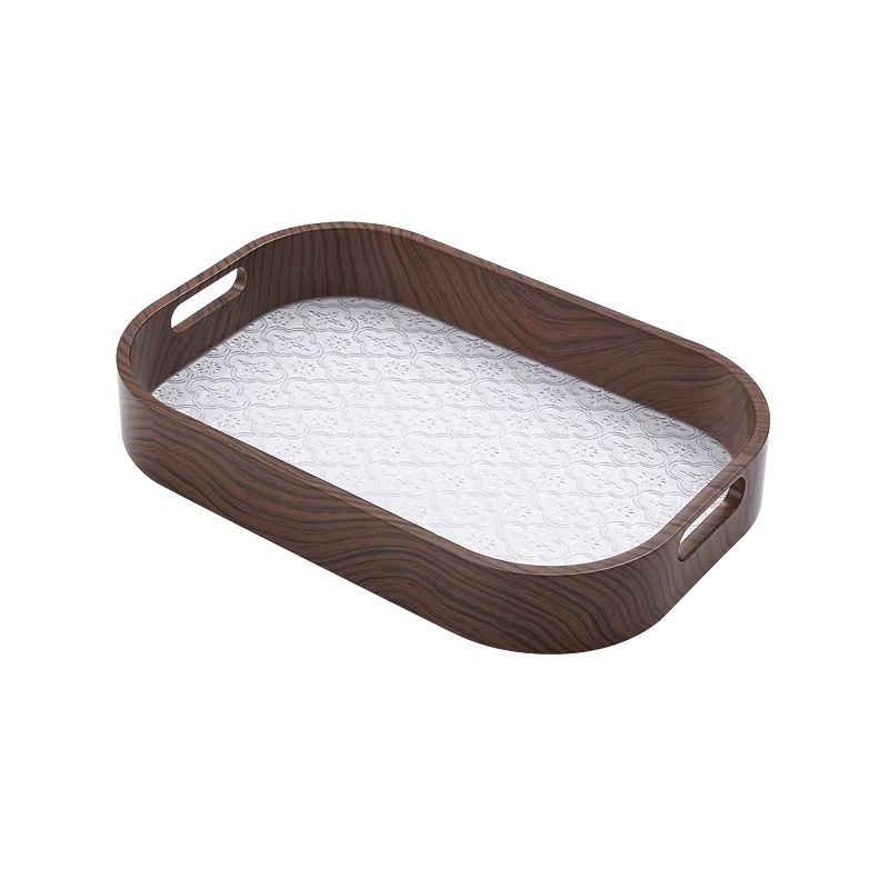 Household Rectangular Faux Wood Grain Tray Dessert Dining Plate Nordic Plastic Tea Cup Storage
