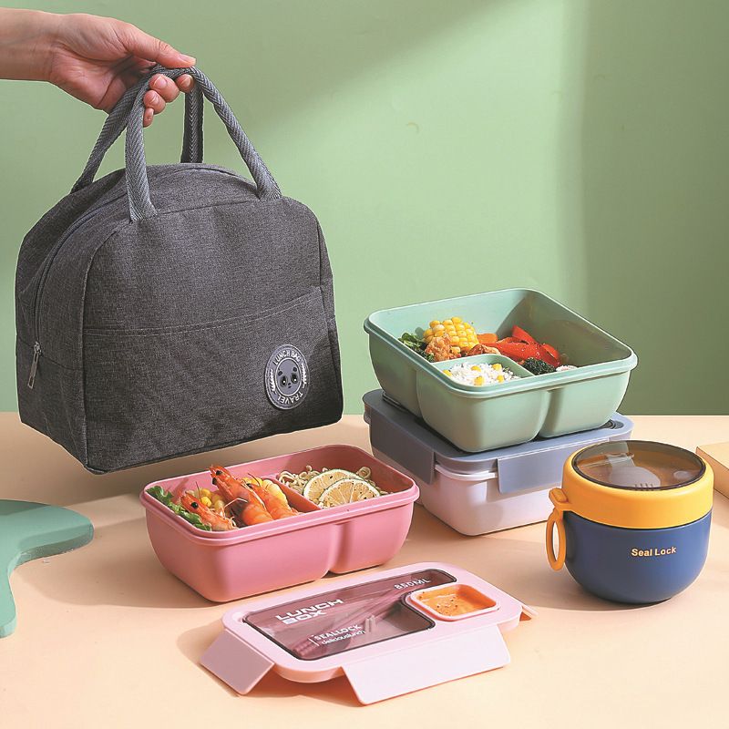 Minimalist Student Compartment Lunch Box Microwave Safe Office Worker Lunch Bento Box Tableware Set