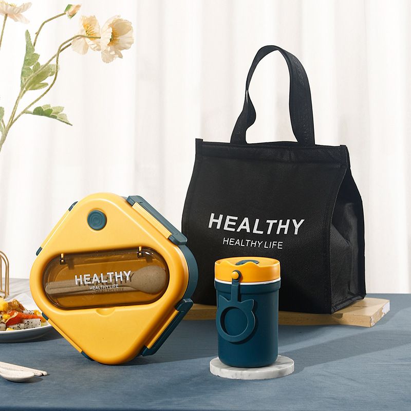 Fiambrera Bento de plástico al por mayor, recipiente portátil para preparar comidas apto para microondas