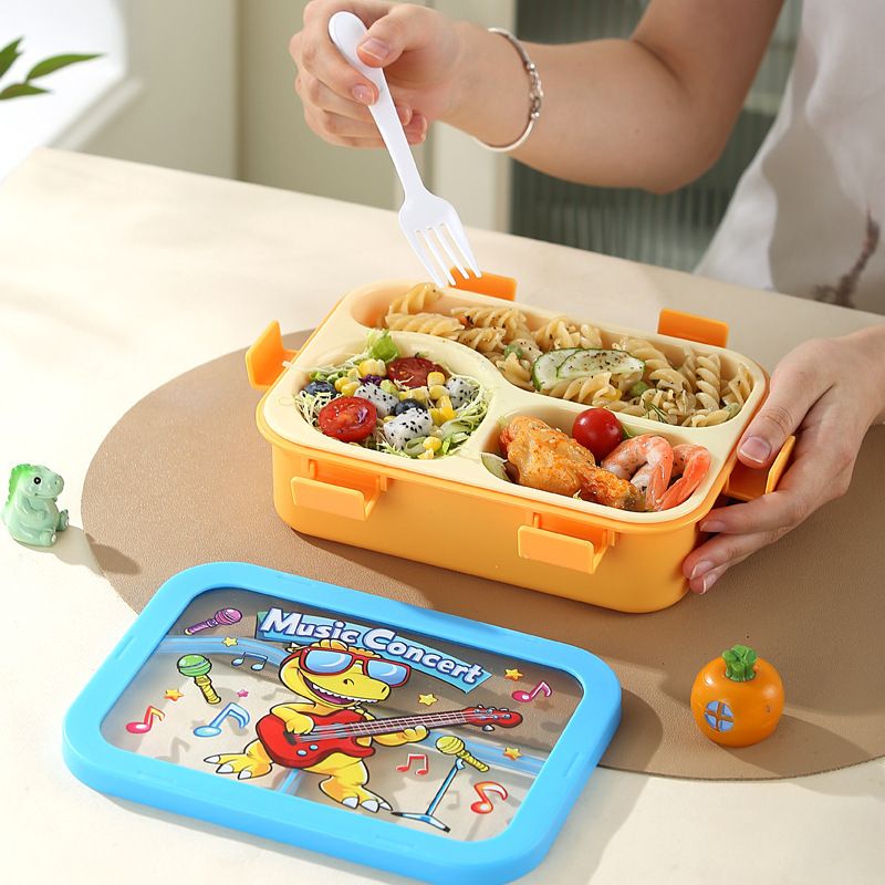 Student Cartoon Large Capacity Takeout Compartment Plastic Lunch Box Office Worker Portable Bento Box Microwave Safe Heating