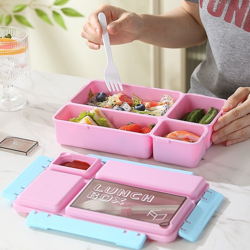 Student Compartment Large Capacity Lunch Box Office Worker Microwave Safe Lunch Bento Box Buckle Food Container