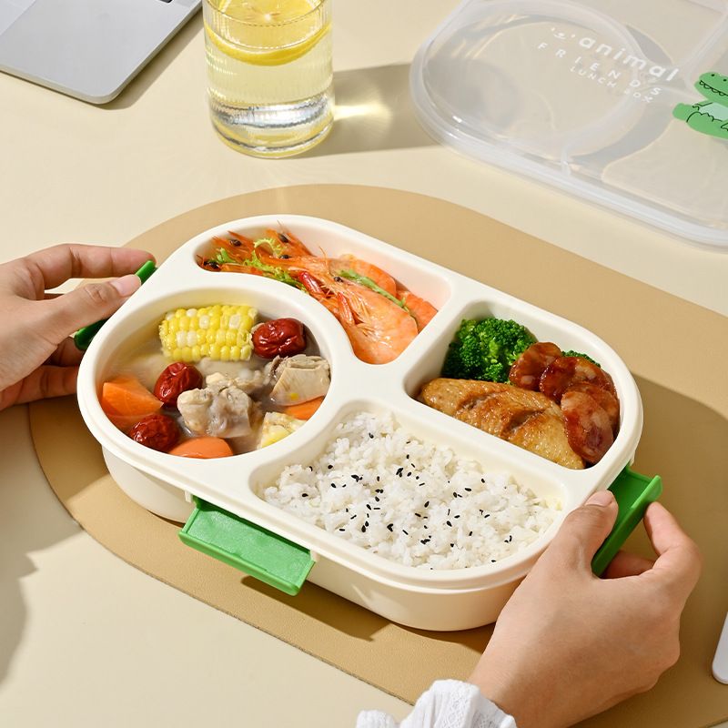 Fiambrera Bento de plástico al por mayor, para niños y estudiantes