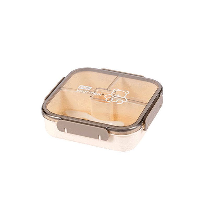 Cartoon Minimalist Square Compartment Student Lunch Box Microwave Safe Office Worker Lunch Bento Box Food Container