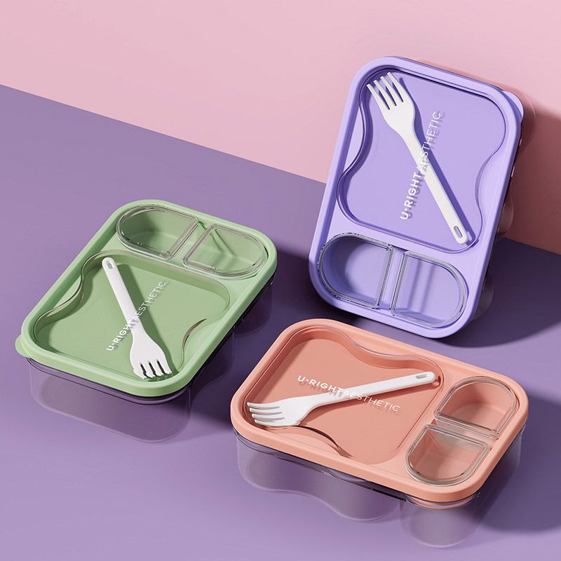Minimalist Student Compartment Plastic Lunch Box Office Worker Microwave Safe Heating Bento Box Transparent Food Container