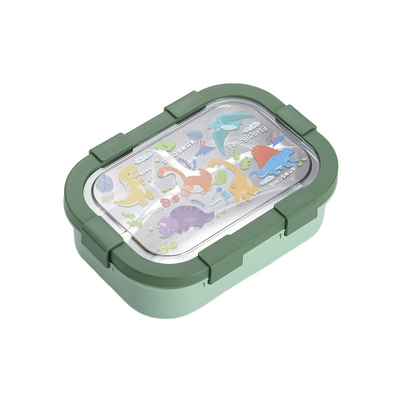 Student 304 Stainless Steel Cartoon Compartment Lunch Box Office Worker Cafeteria Takeout Bento Box Travel Food Container