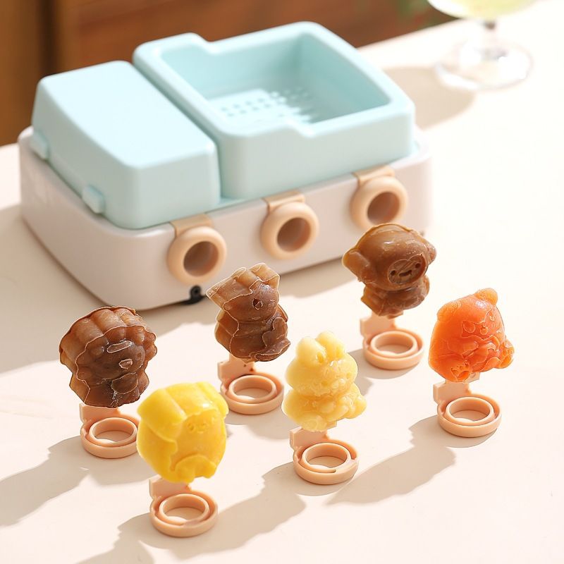 Kids DIY Homemade Popsicle Mold Ice Maker Box Household Easy-Release Ice Tray Cartoon Cute and Fun Silicone Ice Mold