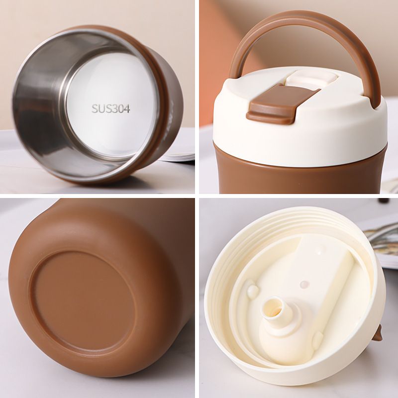 Cartoon Fashion Student Milk Cup Student 304 Stainless Steel Straw Cup Portable Stylish Water Cup