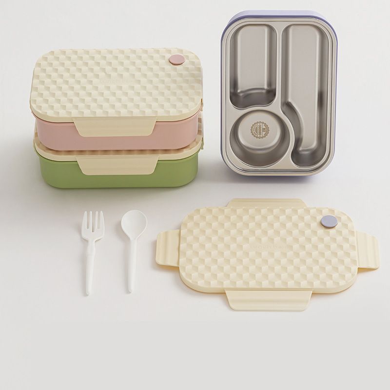 Fiambrera Bento de Acero Inoxidable 304 al por Mayor, Recipiente Rectangular Apilable para Alimentos